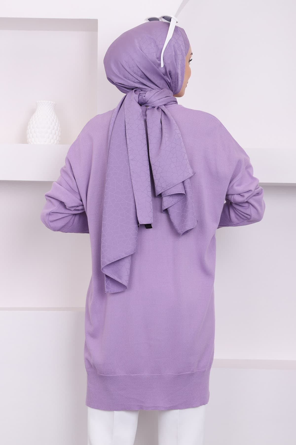 تونیک زنانه İmajButik تریکو مرسریزه یقه گرد یاسی گشاد تونیک زنانه İmajButik تریکو مرسریزه یقه گرد یاسی گشاد