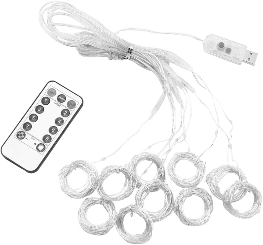 پرده چراغ LED Mobee نور روز 3MX3M با 300 عدد، 8 حالته، Usb و 10 آویز پرده چراغ LED Mobee نور روز 3MX3M با 300 عدد، 8 حالته، Usb و 10 آویز