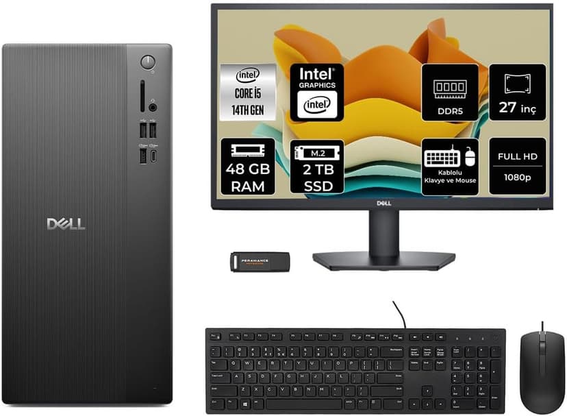 کامپیوتر رومیزی Dell Tower i5 14400 رم 48GB SSD 2TB مانیتور 27 اینچ مدل ECT1250 کامپیوتر رومیزی Dell Tower i5 14400 رم 48GB SSD 2TB مانیتور 27 اینچ مدل ECT1250