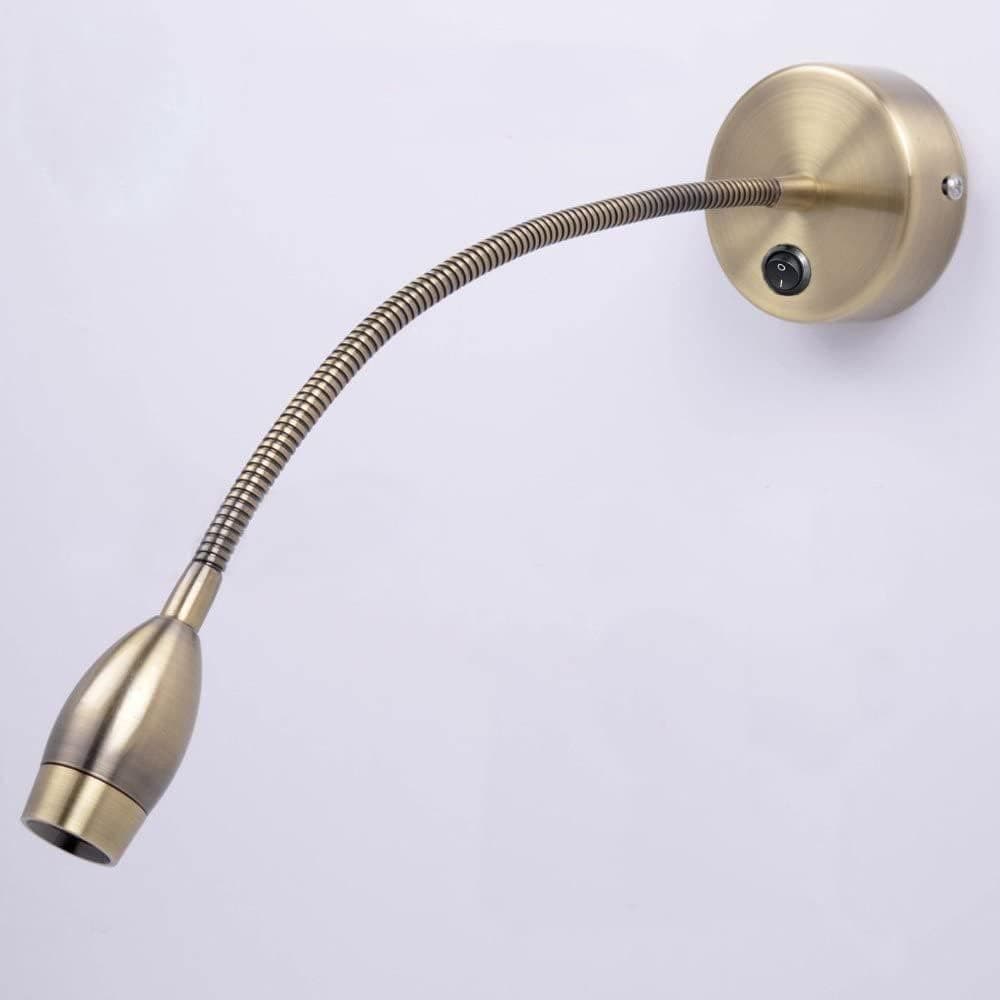 چراغ مطالعه LED دیواری ZMH گردنی برنزی 2.7 W 3000 K چراغ مطالعه LED دیواری ZMH گردنی برنزی 2.7 W 3000 K