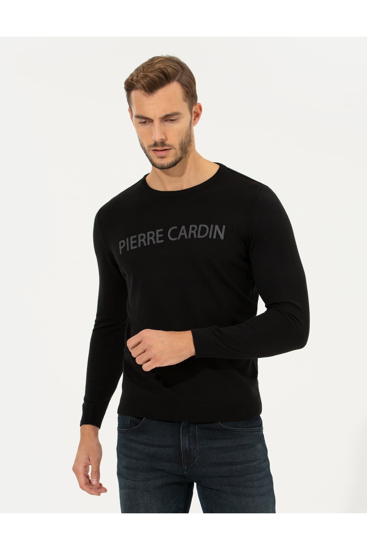 پلیور مردانه Pierre Cardin بافت یقه گرد مشکی اسلیم فیت مدل 50258653-VR046 پلیور مردانه Pierre Cardin بافت یقه گرد مشکی اسلیم فیت مدل 50258653-VR046