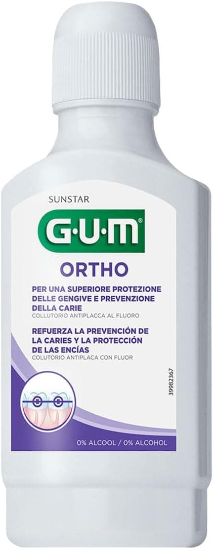 دهانشویه GUM Ortho طعم نعناع ملایم بدون الکل 300ml دهانشویه GUM Ortho طعم نعناع ملایم بدون الکل 300ml
