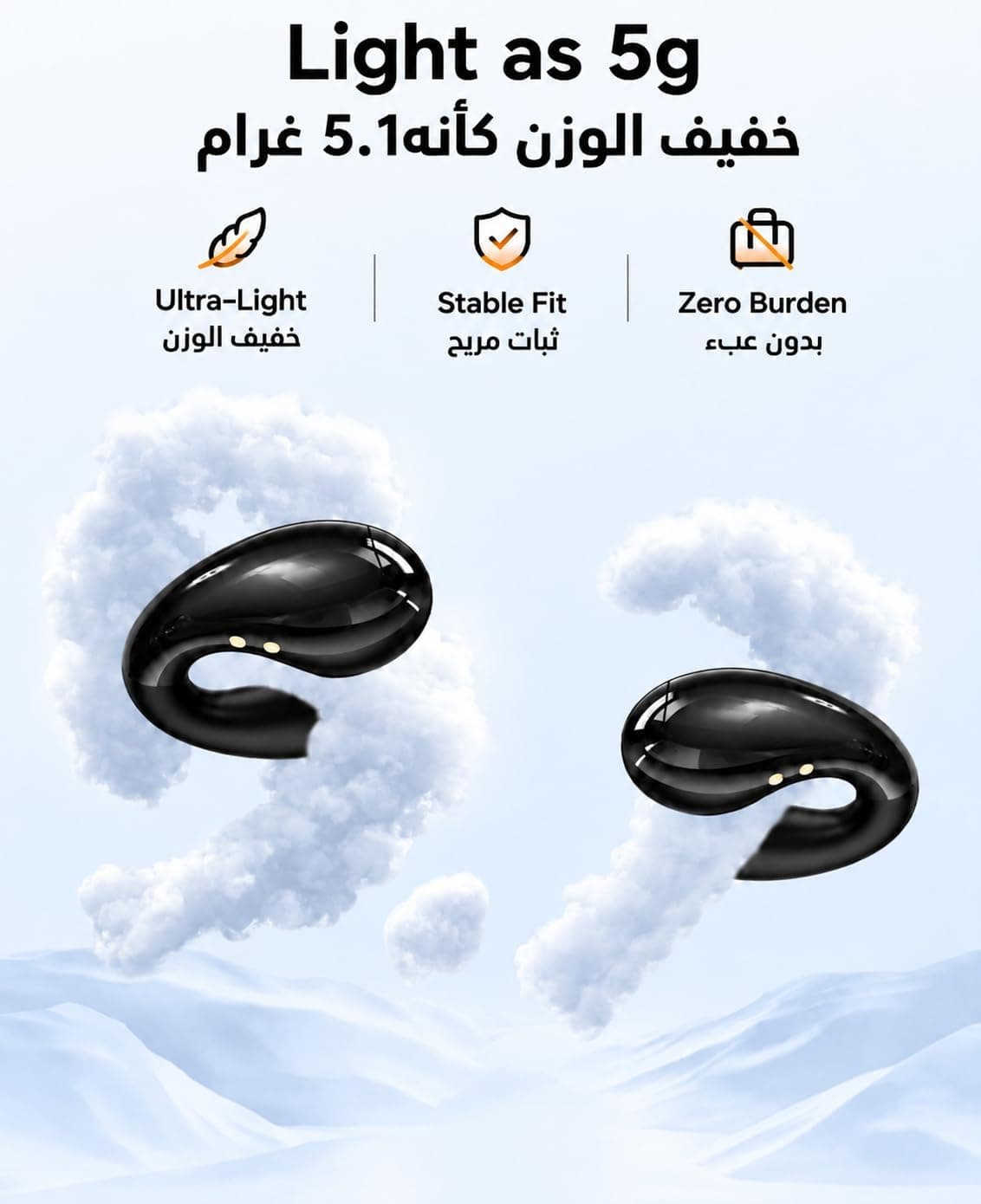 هدفون بیسیم Boytond گوشباز گیرهای ورزشی و فضای باز 60H هدفون بیسیم Boytond گوشباز گیرهای ورزشی و فضای باز 60H