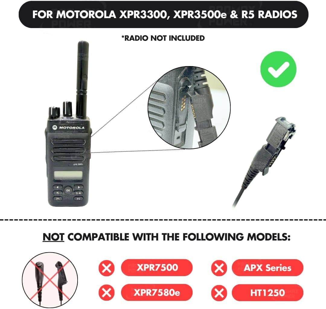 هندزفری یکسیمه C شکل چرخشی برای بیسیمهای دوطرفه Motorola PROMAXPOWER با میکروفون PTT مدلهای XPR3000، XPR3300e، XPR3500e، DP3441، DEP550، MTP3550، XiR-P6620، XiR-P6628 هندزفری یکسیمه C شکل چرخشی برای بیسیمهای دوطرفه Motorola PROMAXPOWER با میکروفون PTT مدلهای XPR3000، XPR3300e، XPR3500e، DP3441، DEP550، MTP3550، XiR-P6620، XiR-P6628