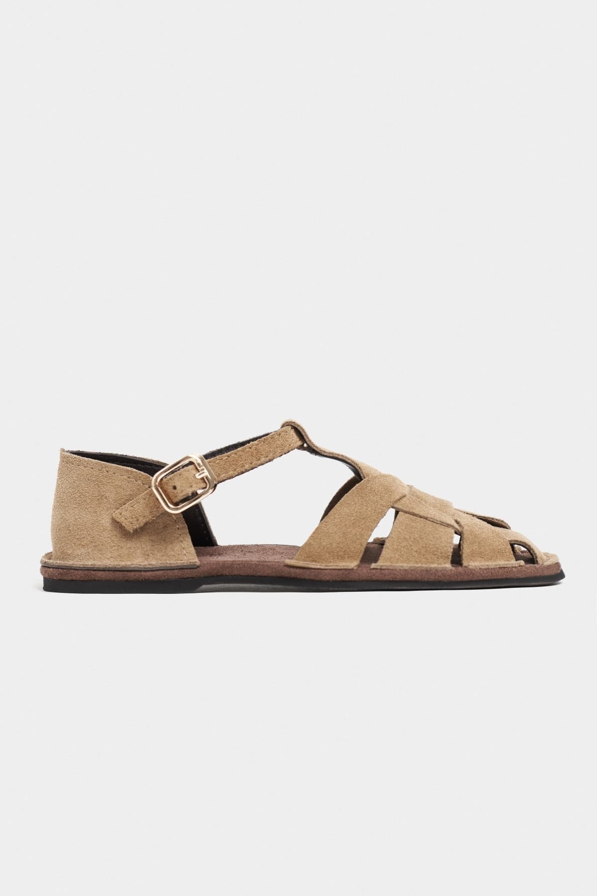 صندل زنانه NİŞANTAŞI SHOES Solto Rome چرمی بژ با جزئیات سگک و کفی تخت صندل زنانه NİŞANTAŞI SHOES Solto Rome چرمی بژ با جزئیات سگک و کفی تخت