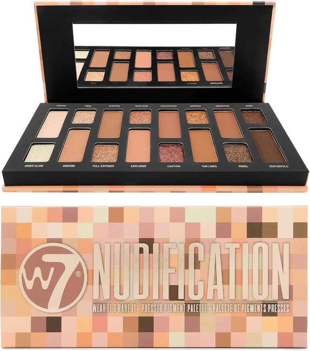 پالت پیگمنت فشرده W7 Nudification با 16 رنگ نود پالت پیگمنت فشرده W7 Nudification با 16 رنگ نود