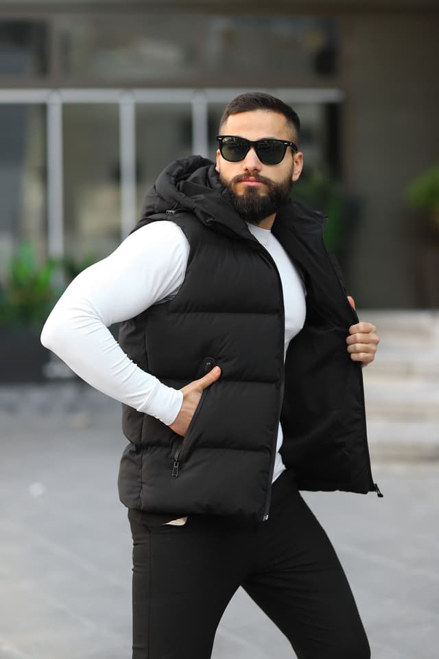جلیقه پفی کلاهدار ضدآب S&M CLOTHİNG جلیقه پفی کلاهدار ضدآب S&M CLOTHİNG