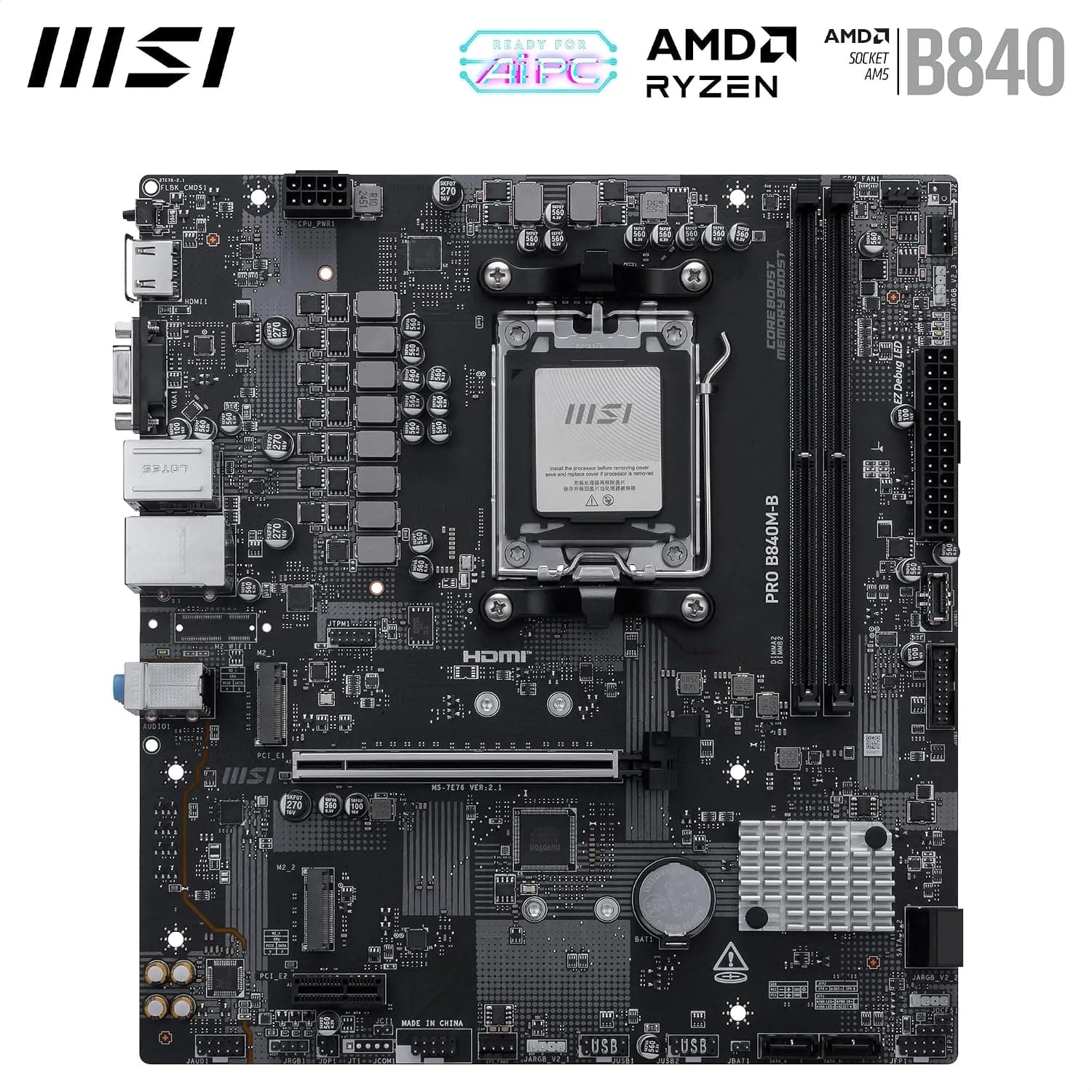 مادربرد MSI PRO مدل B840M-B AM5 DDR5 8000MHZ(OC) MATX مادربرد MSI PRO مدل B840M-B AM5 DDR5 8000MHZ(OC) MATX