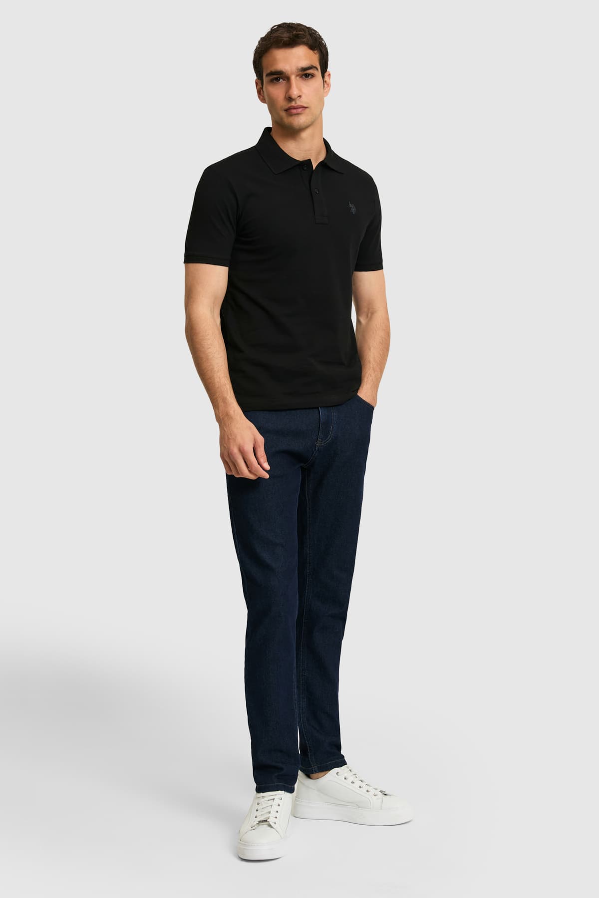 تیشرت مردانه U.S. Polo Assn. اسلیم فیت یقه پولو مشکی ساده مدل 50322347-VR046 تیشرت مردانه U.S. Polo Assn. اسلیم فیت یقه پولو مشکی ساده مدل 50322347-VR046
