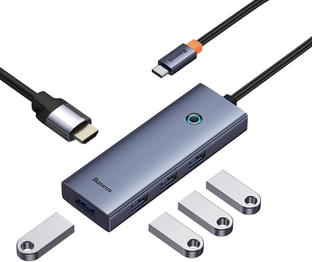 هاب 5 در 1 Baseus HDMI 4K@30Hz و USB 3.0 مدل UltraJoy خاکستری هاب 5 در 1 Baseus HDMI 4K@30Hz و USB 3.0 مدل UltraJoy خاکستری