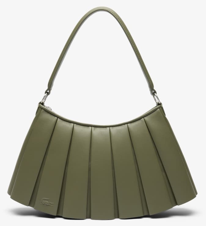 کیف دوشی زنانه Lacoste چرمی خاکی مدل Lenglen Medium کیف دوشی زنانه Lacoste چرمی خاکی مدل Lenglen Medium