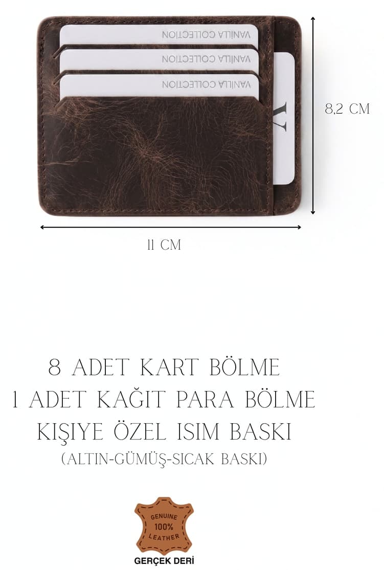 کیف پول جاکارتی یونیسکس چرمی شخصیسازیشده VANİLLA COLLECTİON بیضی فوقباریک قهوهای کیف پول جاکارتی یونیسکس چرمی شخصیسازیشده VANİLLA COLLECTİON بیضی فوقباریک قهوهای