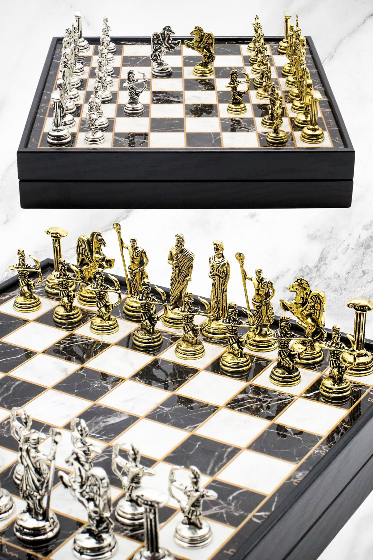 ست شطرنج فلزی هدیه شخصیسازیشده Cooper Chess طرح مرمر 25cm با کماندار خدای اساطیری روم ست شطرنج فلزی هدیه شخصیسازیشده Cooper Chess طرح مرمر 25cm با کماندار خدای اساطیری روم