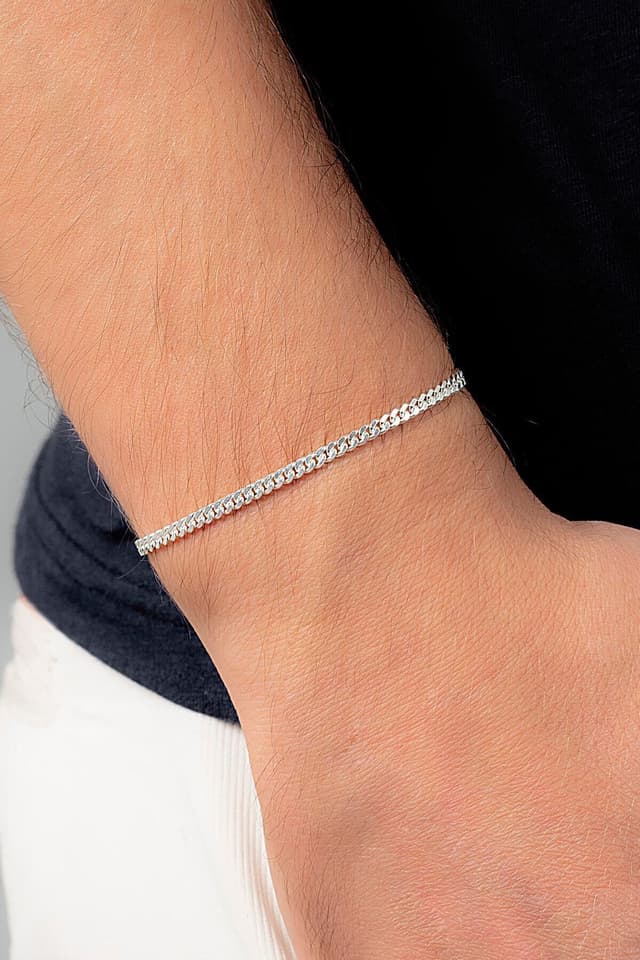دستبند زنجیری مردانه Ventino Silver نقره 925 عیار Gurmet 3mm مدل Veb-5019 دستبند زنجیری مردانه Ventino Silver نقره 925 عیار Gurmet 3mm مدل Veb-5019