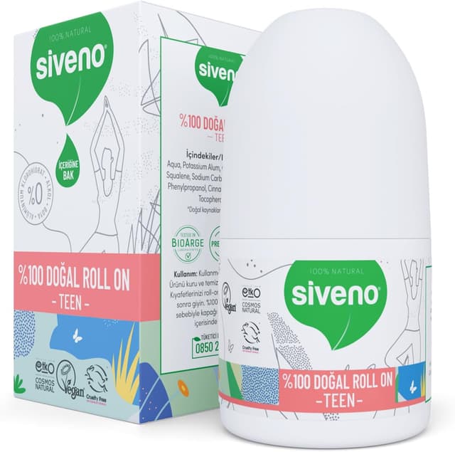 دئودورانت رولآن دخترانه نوجوان Siveno 100٪ طبیعی گیاهی ضد بوی تعریق بدون لکه وگان 50 ml دئودورانت رولآن دخترانه نوجوان Siveno 100٪ طبیعی گیاهی ضد بوی تعریق بدون لکه وگان 50 ml