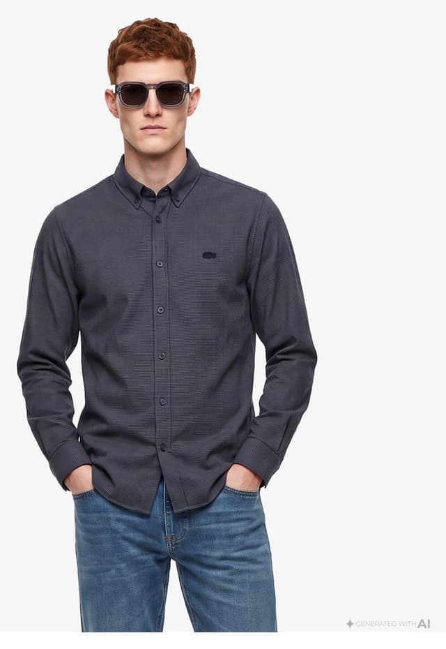 پیراهن مردانه Lacoste فیت معمولی یقه دکمهدار سرمهای پیراهن مردانه Lacoste فیت معمولی یقه دکمهدار سرمهای