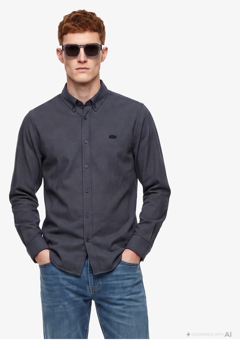پیراهن مردانه Lacoste فیت معمولی یقه دکمهدار سرمهای پیراهن مردانه Lacoste فیت معمولی یقه دکمهدار سرمهای