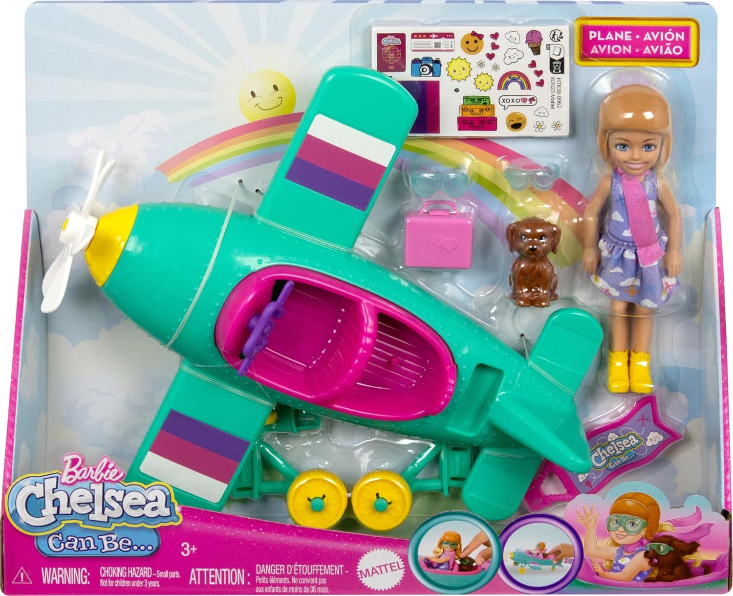 ست عروسک و هواپیمای بازی Barbie Chelsea مدل Can Be… Plane با هواپیمای دو نفره، ملخ چرخان و ۷ لوازم جانبی ست عروسک و هواپیمای بازی Barbie Chelsea مدل Can Be… Plane با هواپیمای دو نفره، ملخ چرخان و ۷ لوازم جانبی