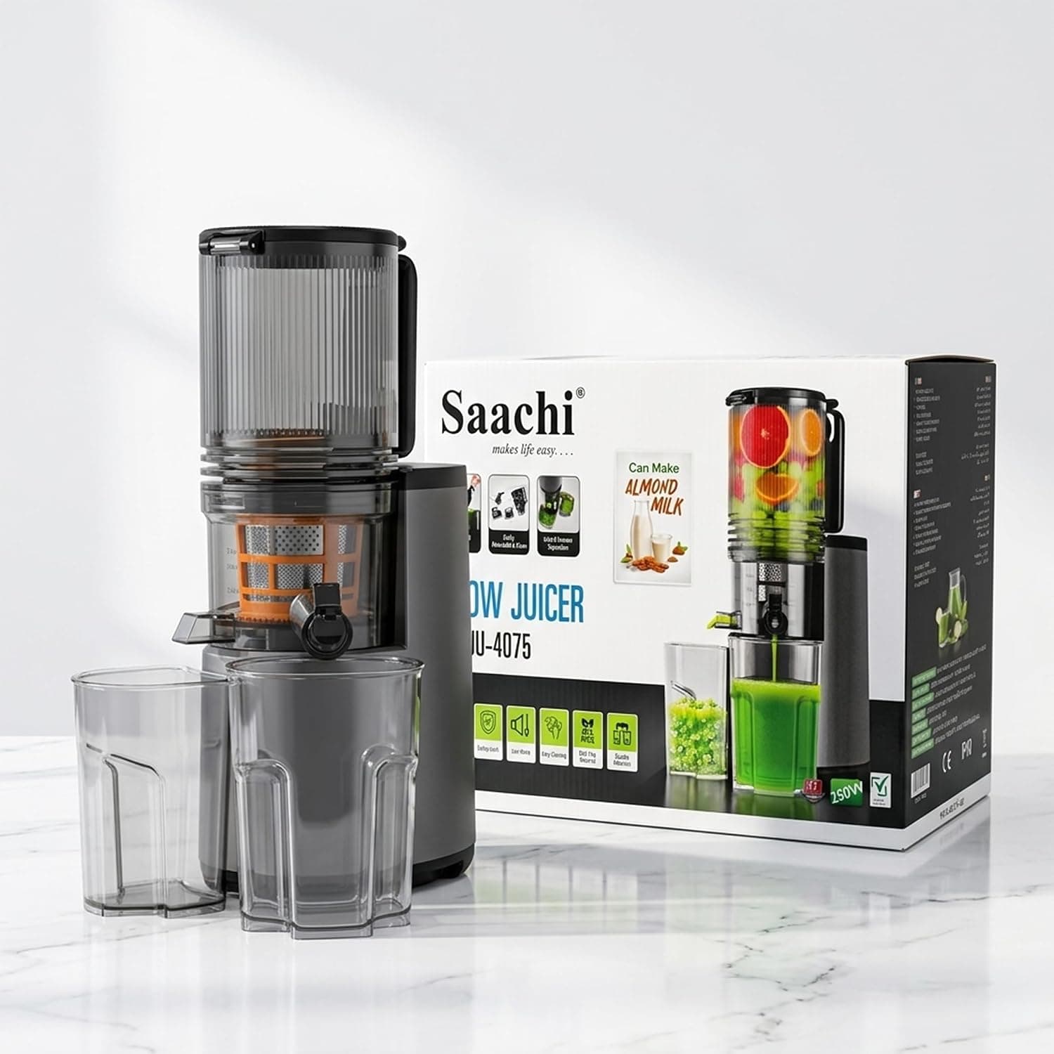 آبمیوهگیری آهسته Saachi با موتور تمام مسی مدل NL-JU-4075-GY آبمیوهگیری آهسته Saachi با موتور تمام مسی مدل NL-JU-4075-GY
