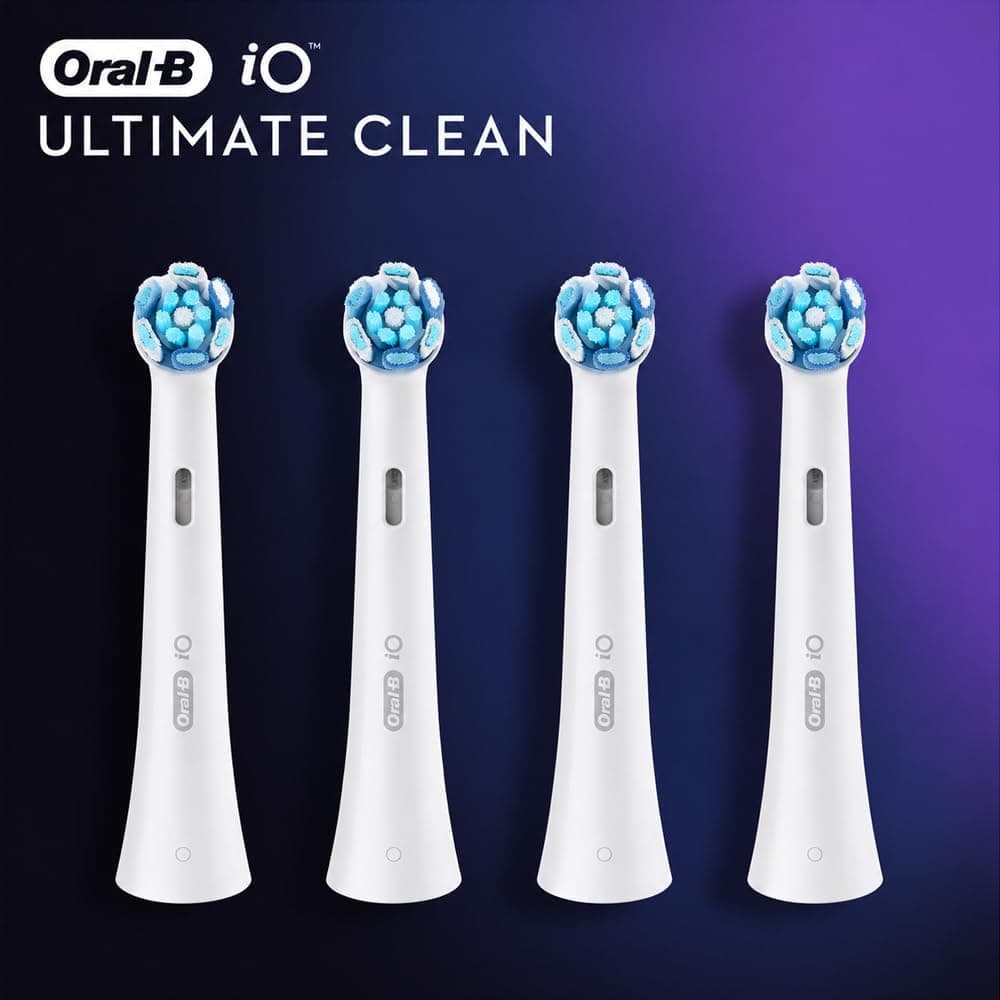 سری یدکی مسواک برقی Procter & Gamble Oral-B iO Series Ultimate Clean سفید 4 عددی با الیاف ضربدری سری یدکی مسواک برقی Procter & Gamble Oral-B iO Series Ultimate Clean سفید 4 عددی با الیاف ضربدری