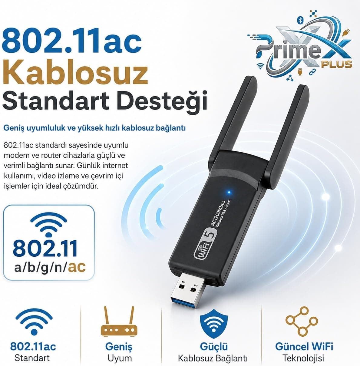 دانگل وایفای USB 3.0 کامپیوتر و لپتاپ PrimeX Plus با Realtek RTL8812BU دو بانده AC1200/AC1300 مدل PX-AC1200 دانگل وایفای USB 3.0 کامپیوتر و لپتاپ PrimeX Plus با Realtek RTL8812BU دو بانده AC1200/AC1300 مدل PX-AC1200