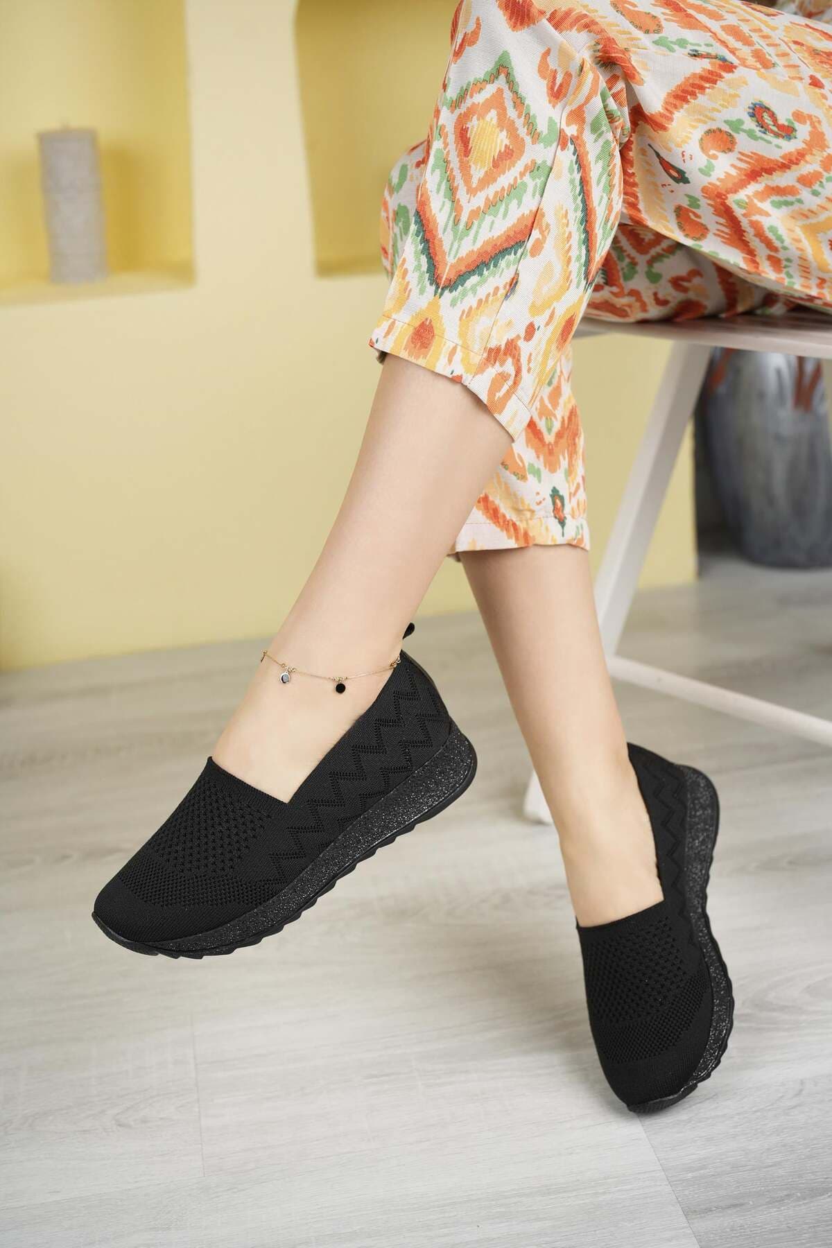 کفش زنانه تابستانی تریکو مشکی Nesil Shoes مدل Aky 055 کفش زنانه تابستانی تریکو مشکی Nesil Shoes مدل Aky 055