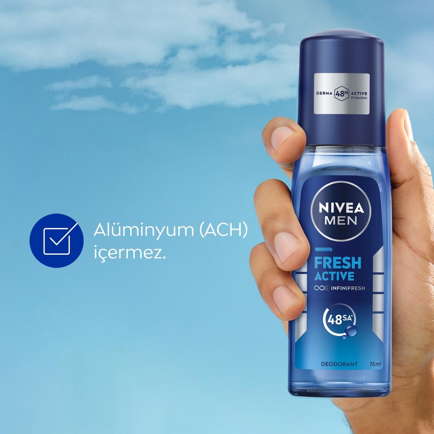 دئودورانت اسپری پمپی مردانه NIVEA Fresh Active، محافظت 48 ساعته در برابر تعریق و بوی عرق، بدون آلومینیوم 75ml دئودورانت اسپری پمپی مردانه NIVEA Fresh Active، محافظت 48 ساعته در برابر تعریق و بوی عرق، بدون آلومینیوم 75ml