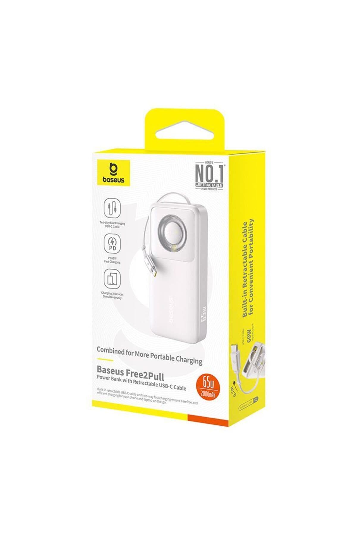پاوربانک Baseus با کابل Type-C داخلی، شارژ سریع 65W و نمایشگر دیجیتال خاکستری مدل FREE2PULL 20000MAH پاوربانک Baseus با کابل Type-C داخلی، شارژ سریع 65W و نمایشگر دیجیتال خاکستری مدل FREE2PULL 20000MAH