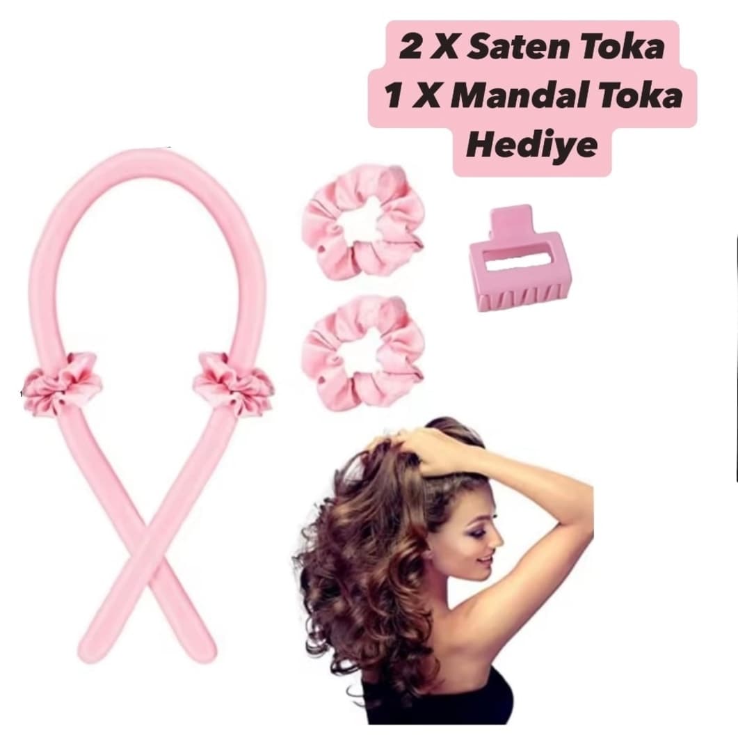 ست مدلدهی مو بدون حرارت زنانه monalisatoka صورتی پودری بیگودی ساتن %100 ابریشم خالص ست مدلدهی مو بدون حرارت زنانه monalisatoka صورتی پودری بیگودی ساتن %100 ابریشم خالص