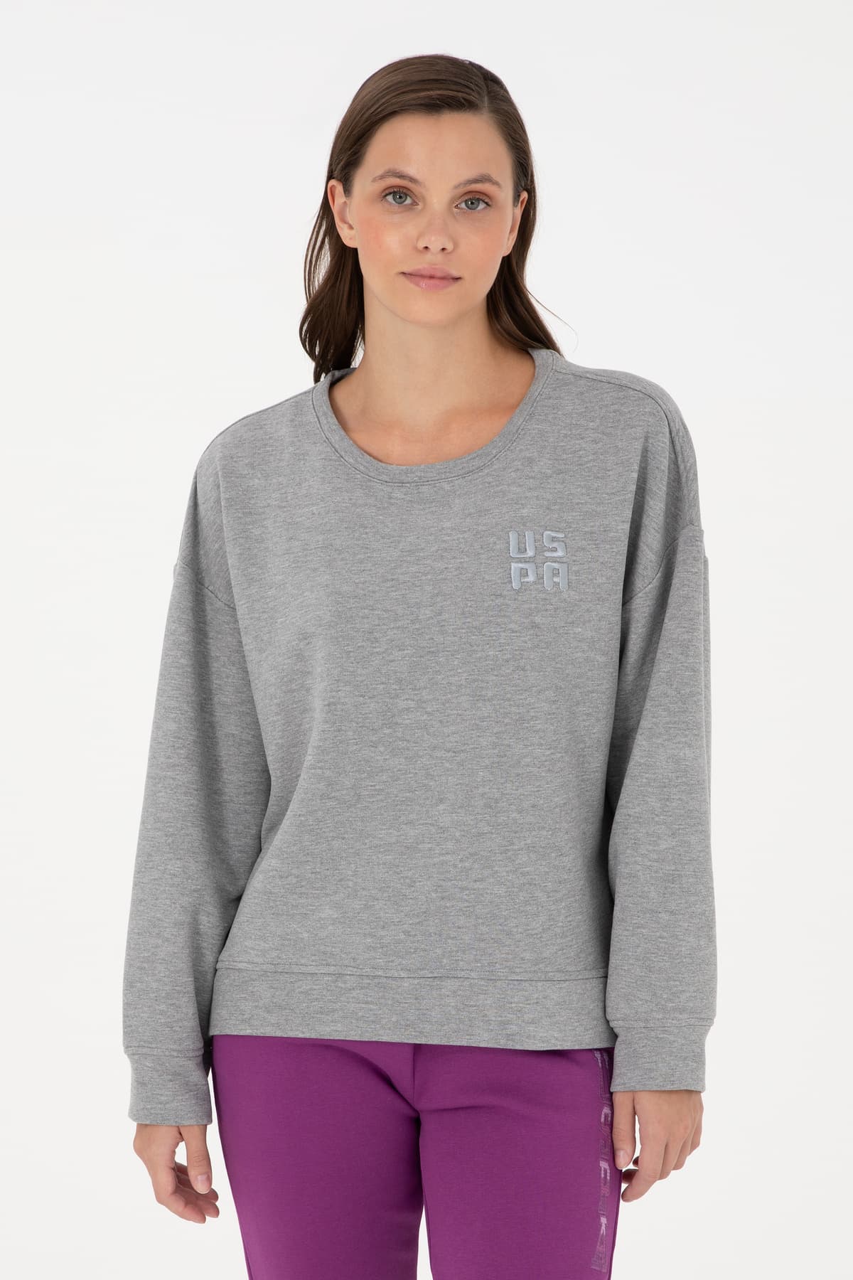 سویشرت زنانه U.S. Polo Assn. یقه گرد بیسیک طوسی ملانژ مدل 50296919-VR086 سویشرت زنانه U.S. Polo Assn. یقه گرد بیسیک طوسی ملانژ مدل 50296919-VR086