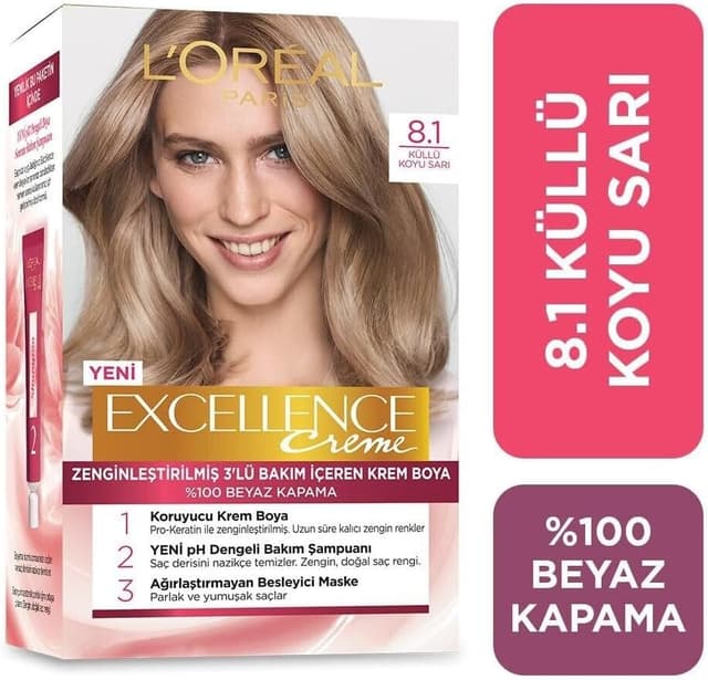 رنگ موی L'Oreal Paris Excellence Creme مدل 8.1 رنگ موی L'Oreal Paris Excellence Creme مدل 8.1