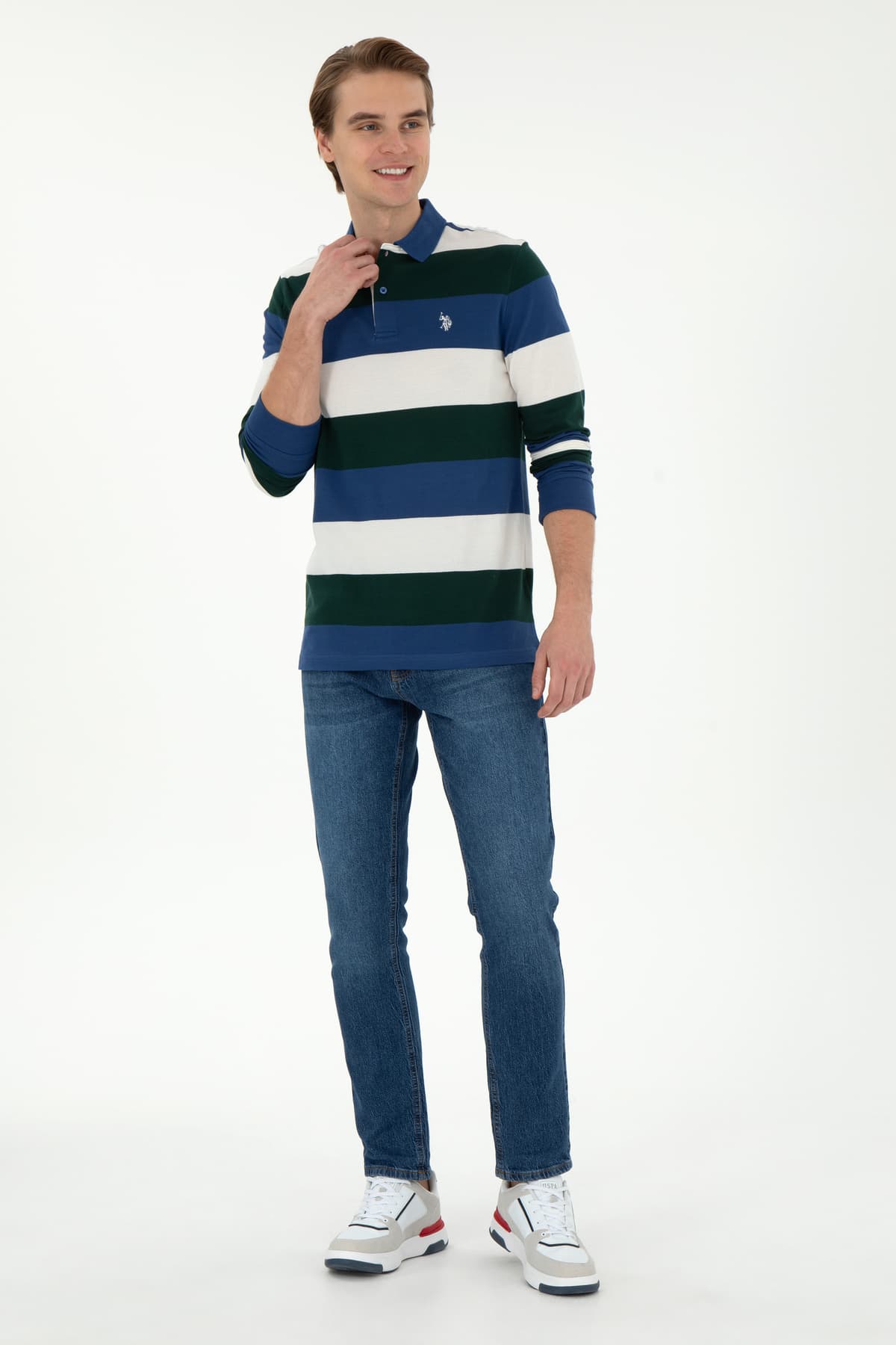 سویشرت مردانه U.S. Polo Assn. فیت معمولی یقه پولو سبز تیره مدل 50293428-VR079 سویشرت مردانه U.S. Polo Assn. فیت معمولی یقه پولو سبز تیره مدل 50293428-VR079