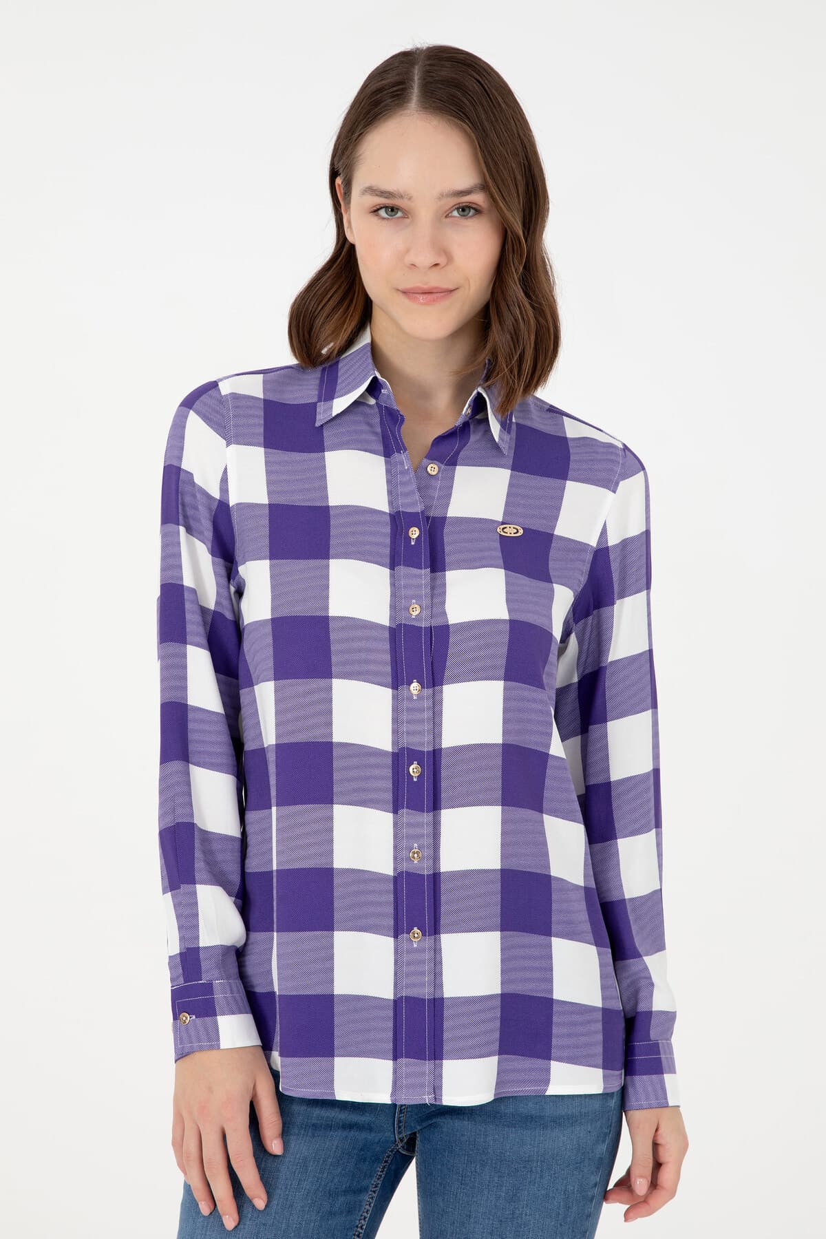 پیراهن زنانه U.S. Polo Assn. بنفش آستین بلند مدل 50291096-VR038 پیراهن زنانه U.S. Polo Assn. بنفش آستین بلند مدل 50291096-VR038