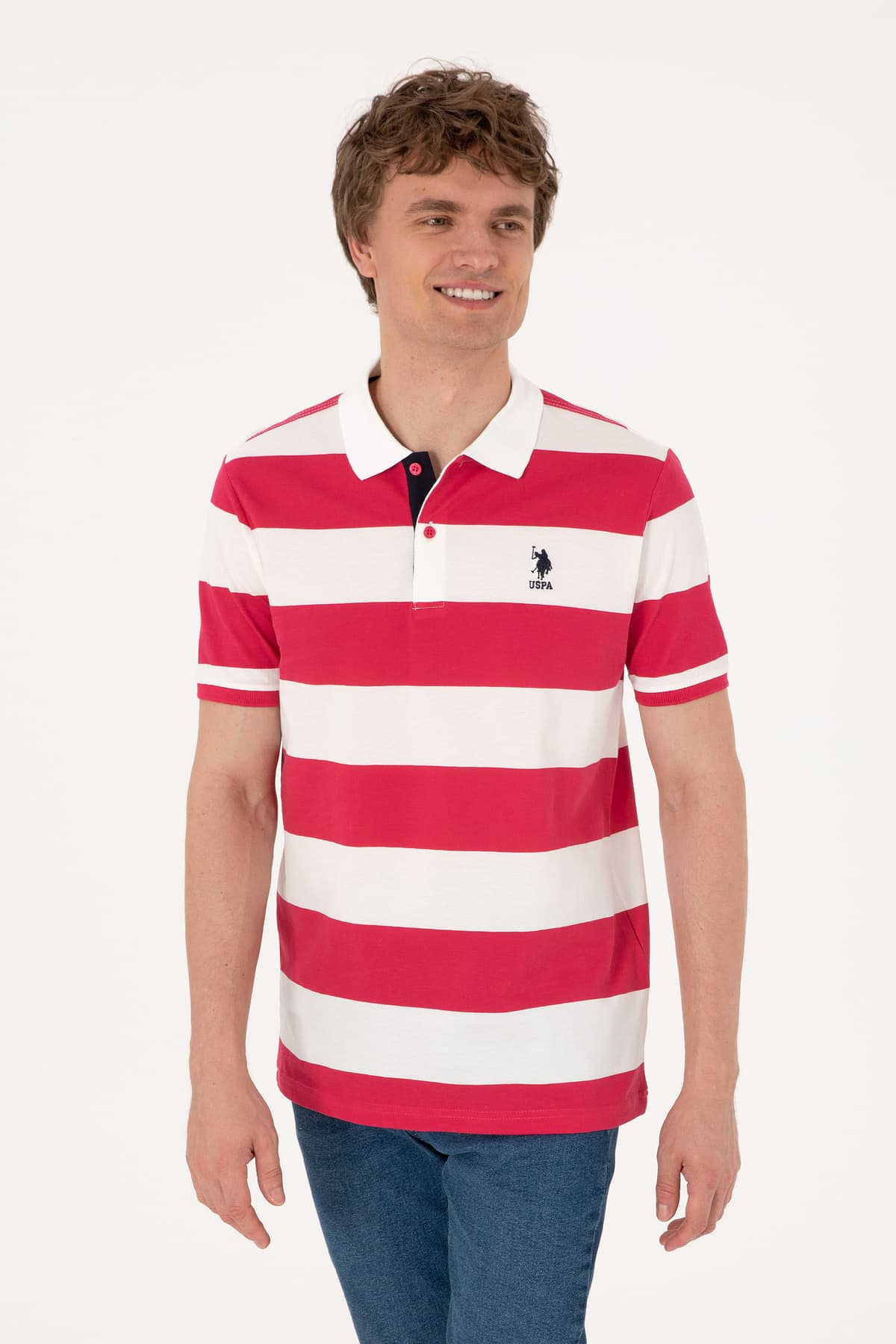 تیشرت مردانه U.S. Polo Assn. فیت معمولی یقه پولو راهراه گیلاسی مدل 50306827-VR223 تیشرت مردانه U.S. Polo Assn. فیت معمولی یقه پولو راهراه گیلاسی مدل 50306827-VR223