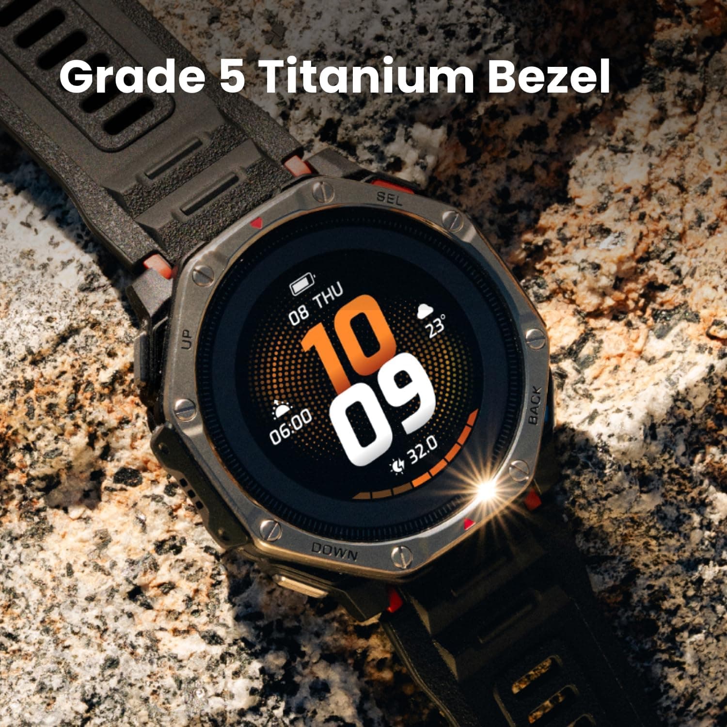 ساعت هوشمند Amazfit T-Rex با شارژ خورشیدی دوگانه، 51mm، AMOLED، نقشه آفلاین و قاب Ti ساعت هوشمند Amazfit T-Rex با شارژ خورشیدی دوگانه، 51mm، AMOLED، نقشه آفلاین و قاب Ti