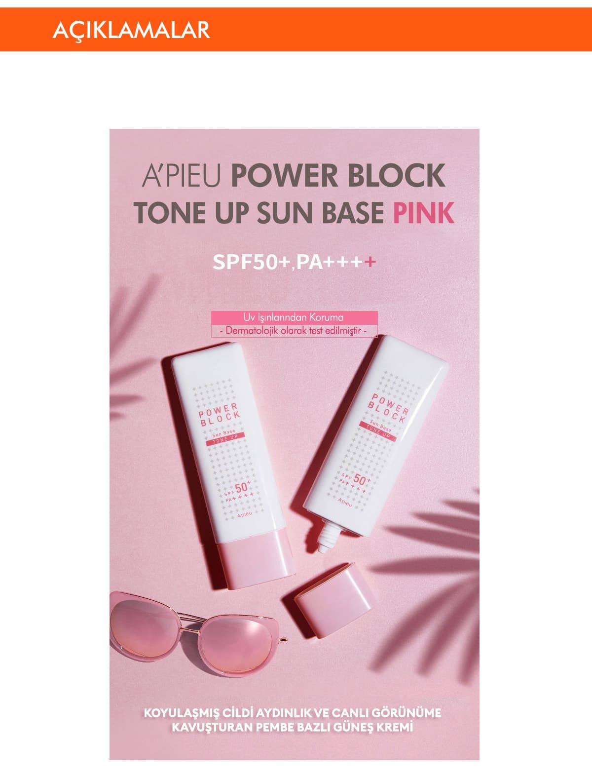 کرم ضدآفتاب روشنکننده و یکدستکننده رنگ پوست Missha A'PIEU Power Block Tone Up Base Pink SPF50+/PA++++ 50ml کرم ضدآفتاب روشنکننده و یکدستکننده رنگ پوست Missha A'PIEU Power Block Tone Up Base Pink SPF50+/PA++++ 50ml