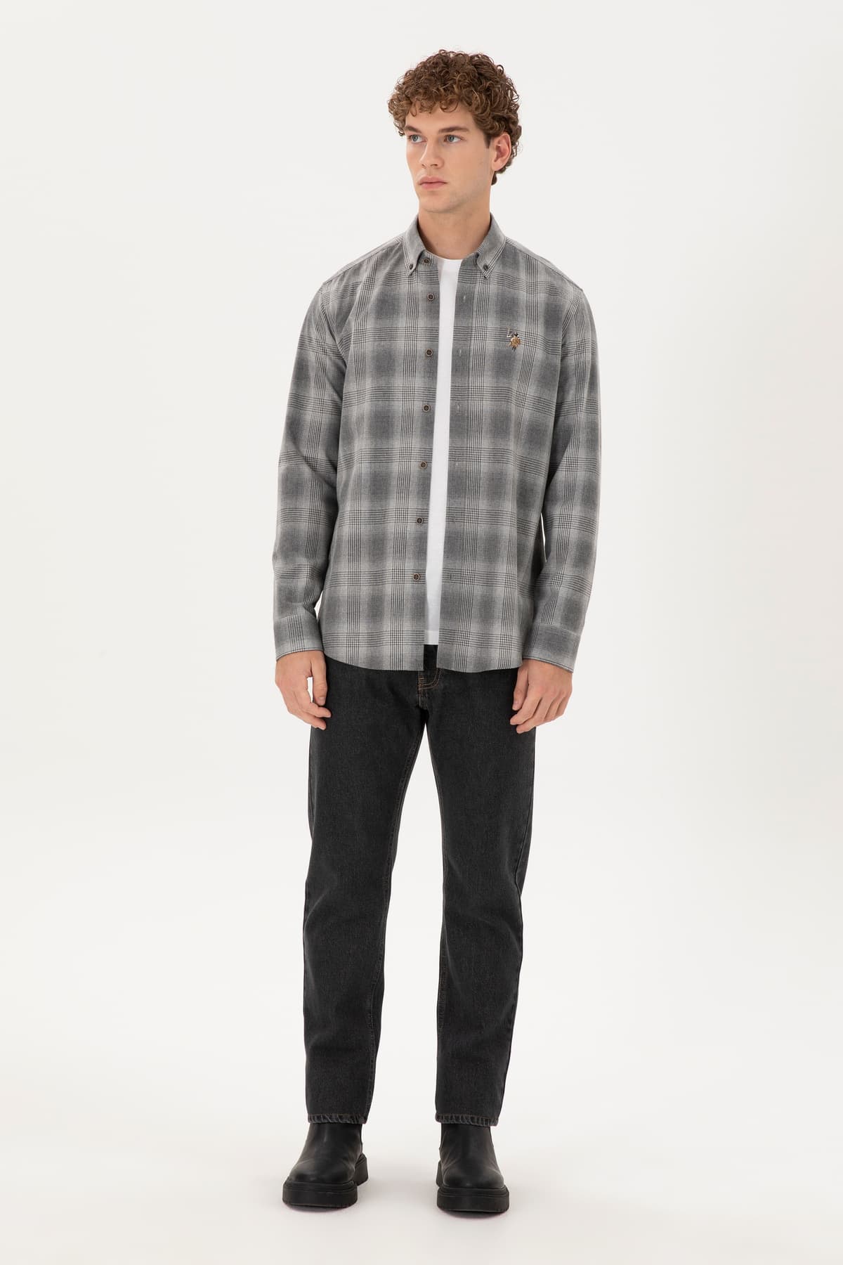 پیراهن مردانه آستینبلند خاکستری U.S. Polo Assn. مدل 50291383-VR024 پیراهن مردانه آستینبلند خاکستری U.S. Polo Assn. مدل 50291383-VR024
