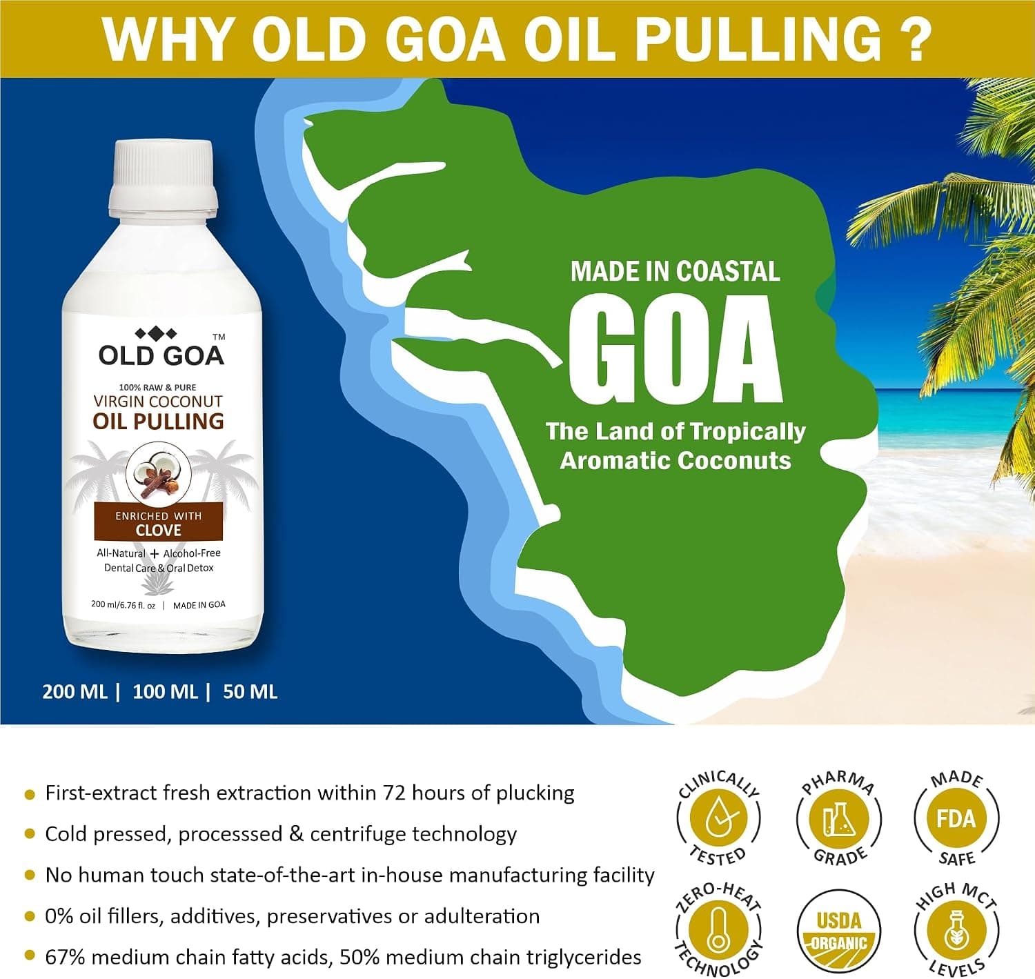 دهانشویه OLDGOA با روغن نارگیل و میخک بدون الکل 200 ml دهانشویه OLDGOA با روغن نارگیل و میخک بدون الکل 200 ml