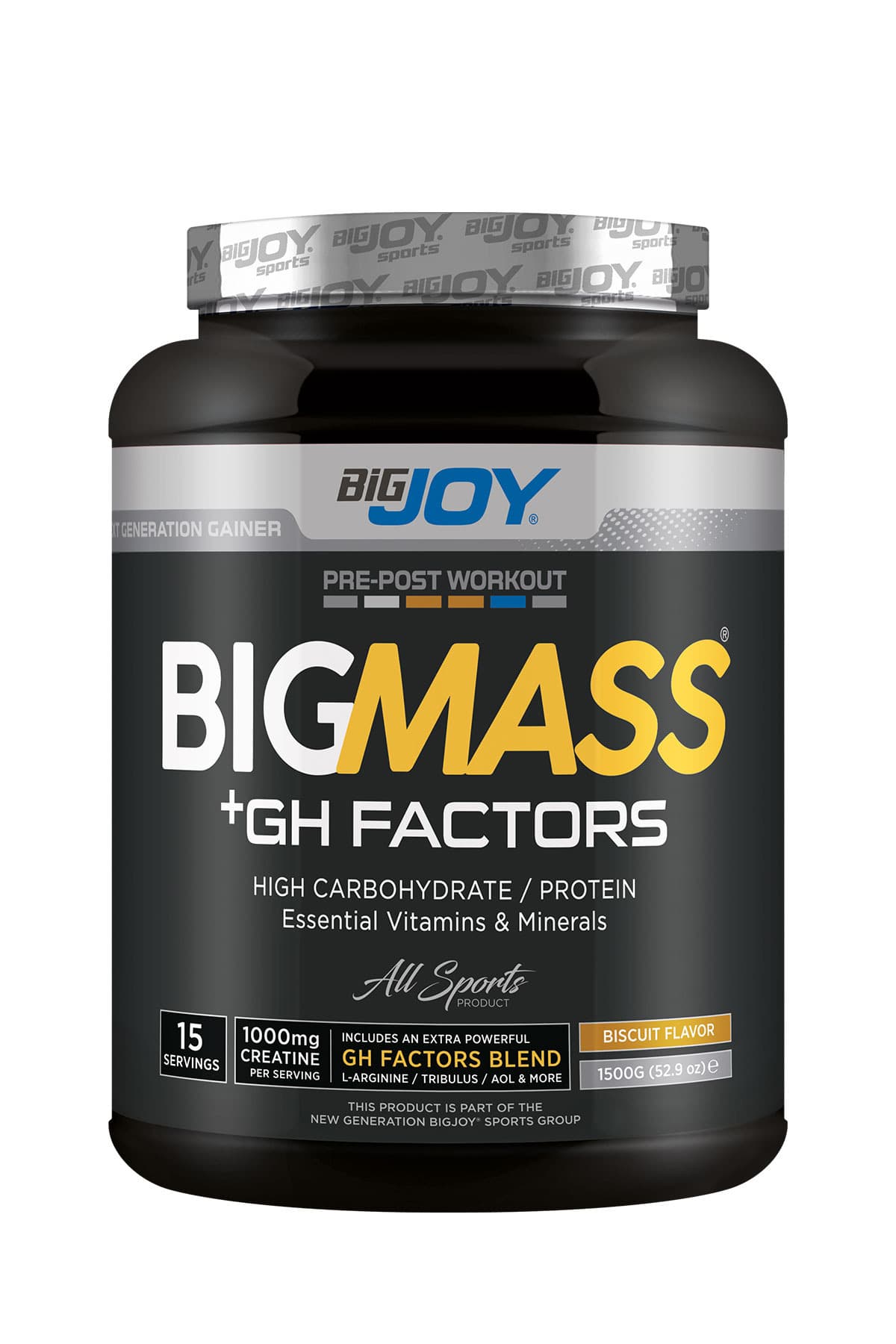 گینر Bigjoy با طعم بیسکویت BIGMASS Gainer GH FACTORS 1500g گینر Bigjoy با طعم بیسکویت BIGMASS Gainer GH FACTORS 1500g