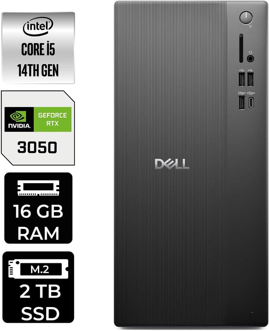 کامپیوتر دسکتاپ Dell Tower مدل Ect1250 i5 14400 16GB 2TB SSD RTX3050 6GB W11H کامپیوتر دسکتاپ Dell Tower مدل Ect1250 i5 14400 16GB 2TB SSD RTX3050 6GB W11H