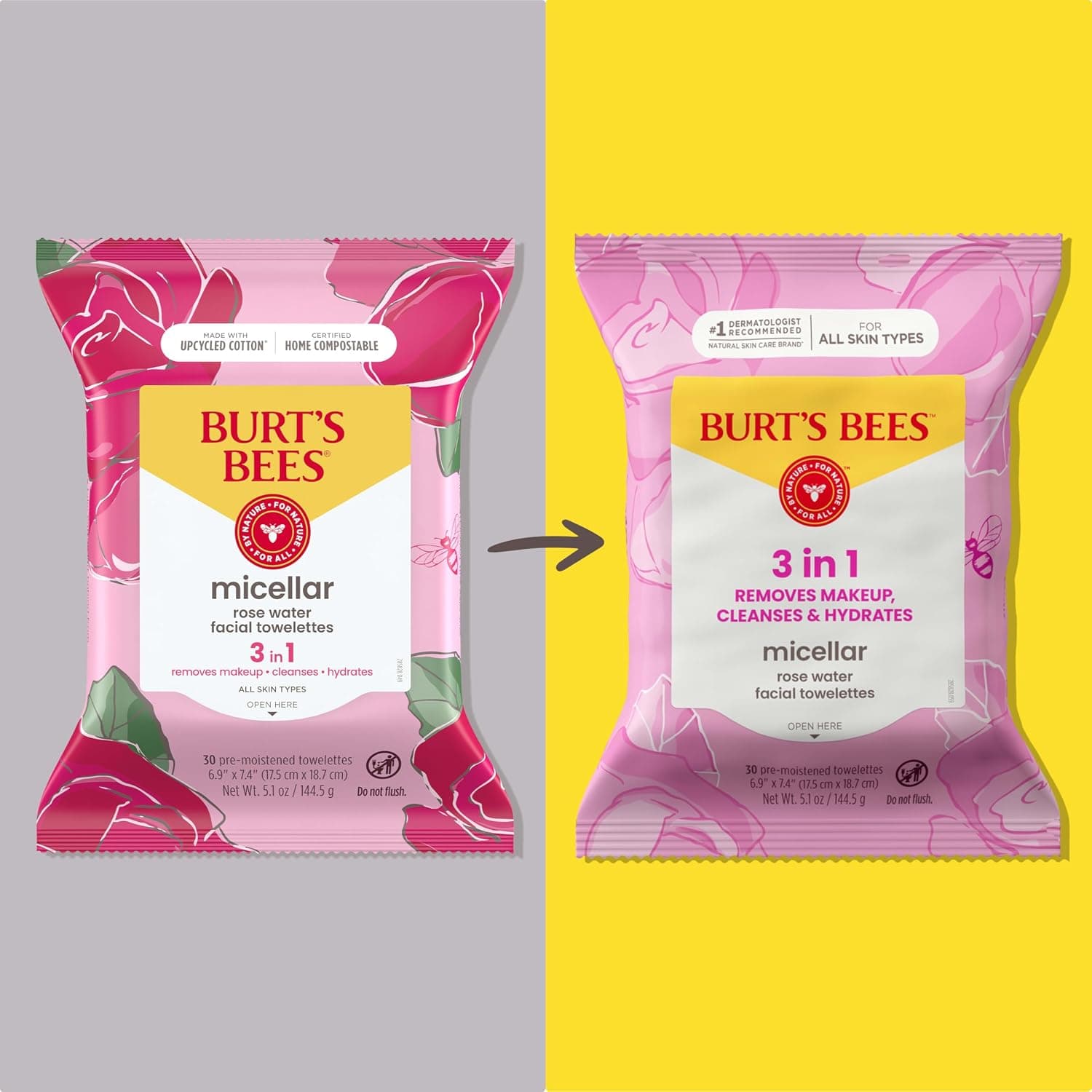 دستمال مرطوب میسلار پاککننده آرایش Burt's Bees با آب گل محمدی 30 عدد دستمال مرطوب میسلار پاککننده آرایش Burt's Bees با آب گل محمدی 30 عدد