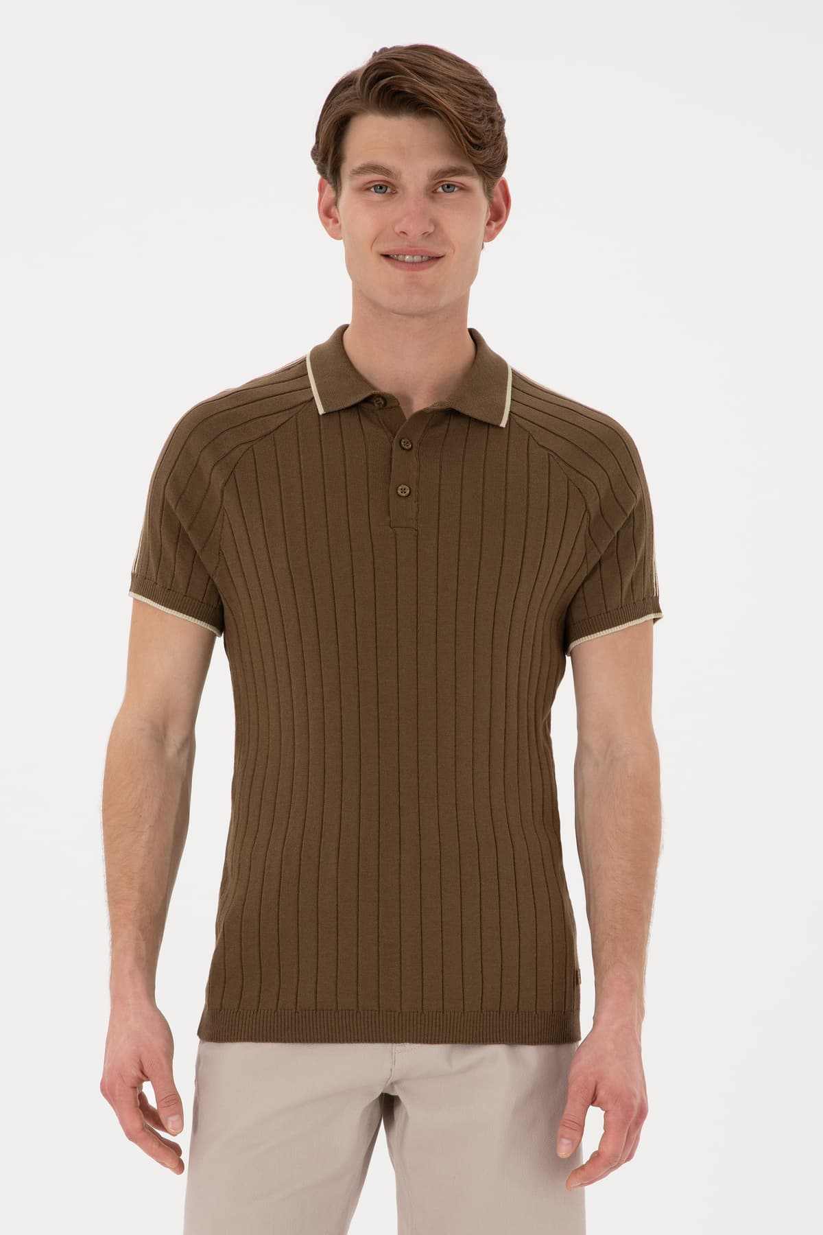 تیشرت مردانه U.S. Polo Assn. یقه گرد فیت اسلیم خاکی مدل 50306481-VR027 تیشرت مردانه U.S. Polo Assn. یقه گرد فیت اسلیم خاکی مدل 50306481-VR027