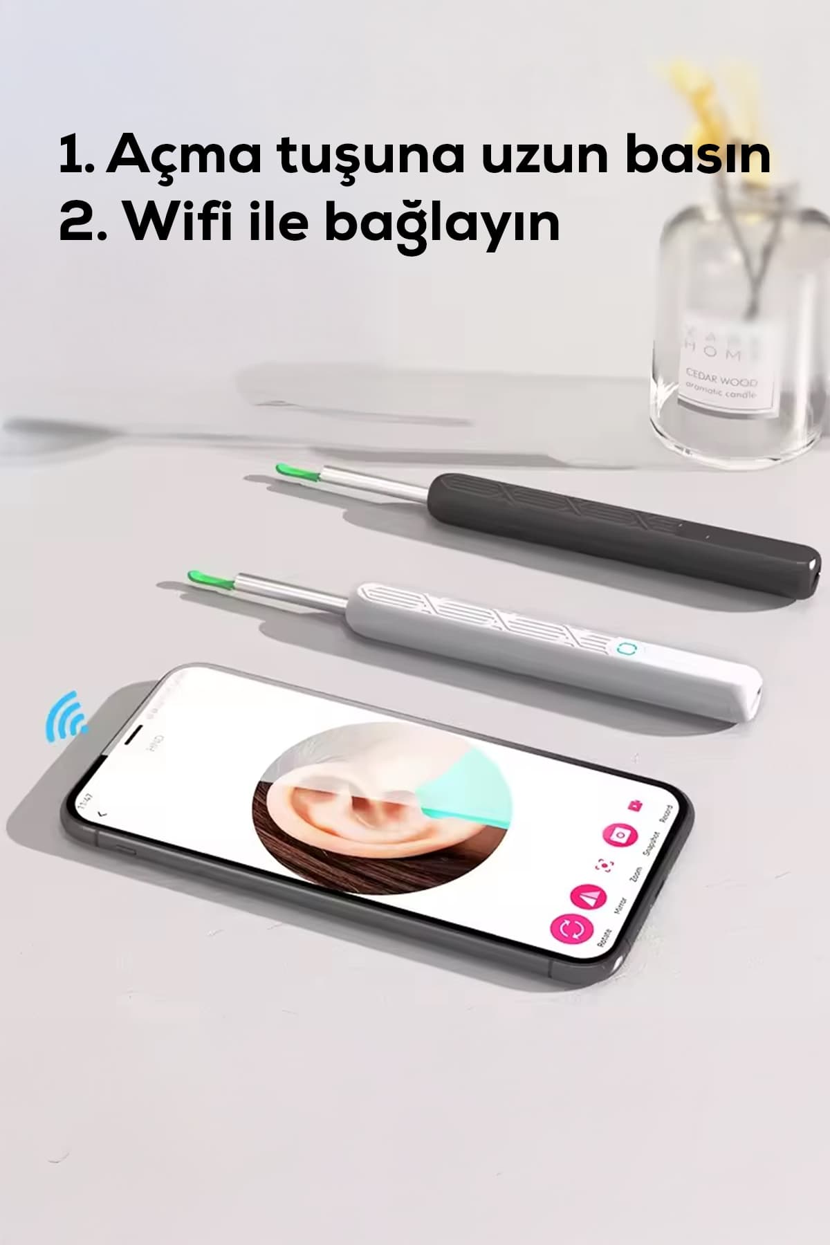 گوشپاککن هوشمند دوربیندار بیسیم ALFAGİFT سازگار با iOS و Android 1296P HD گوشپاککن هوشمند دوربیندار بیسیم ALFAGİFT سازگار با iOS و Android 1296P HD