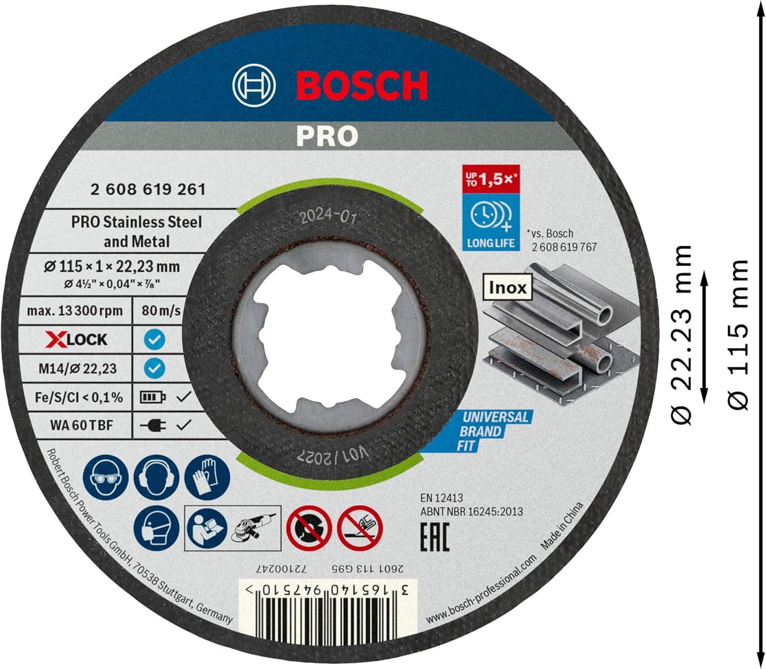 دیسک برش مستقیم BOSCH Professional بسته 10 عددی INOX 115 mm مدل 2608619266 دیسک برش مستقیم BOSCH Professional بسته 10 عددی INOX 115 mm مدل 2608619266