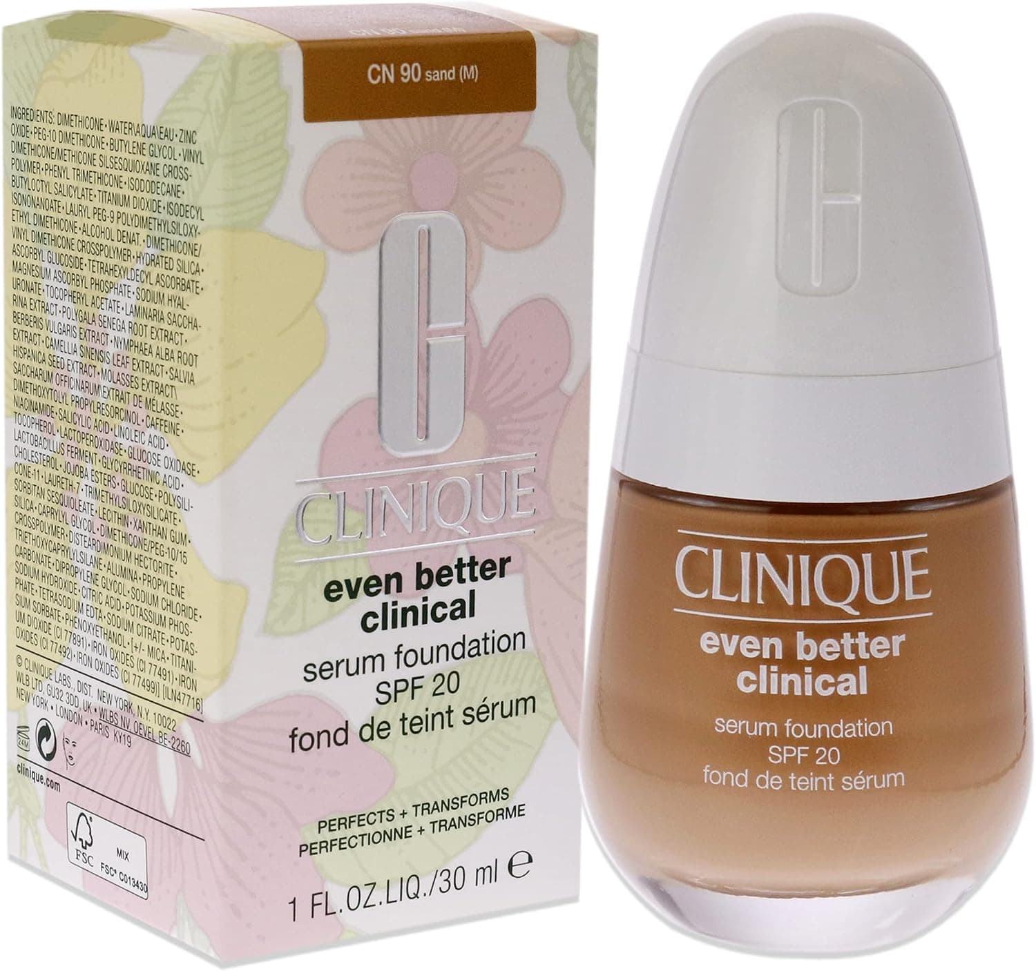 فاندیشن زنانه Clinique Even Better Clinical Serum Foundation SPF 20 شنی CN 90 1 oz فاندیشن زنانه Clinique Even Better Clinical Serum Foundation SPF 20 شنی CN 90 1 oz