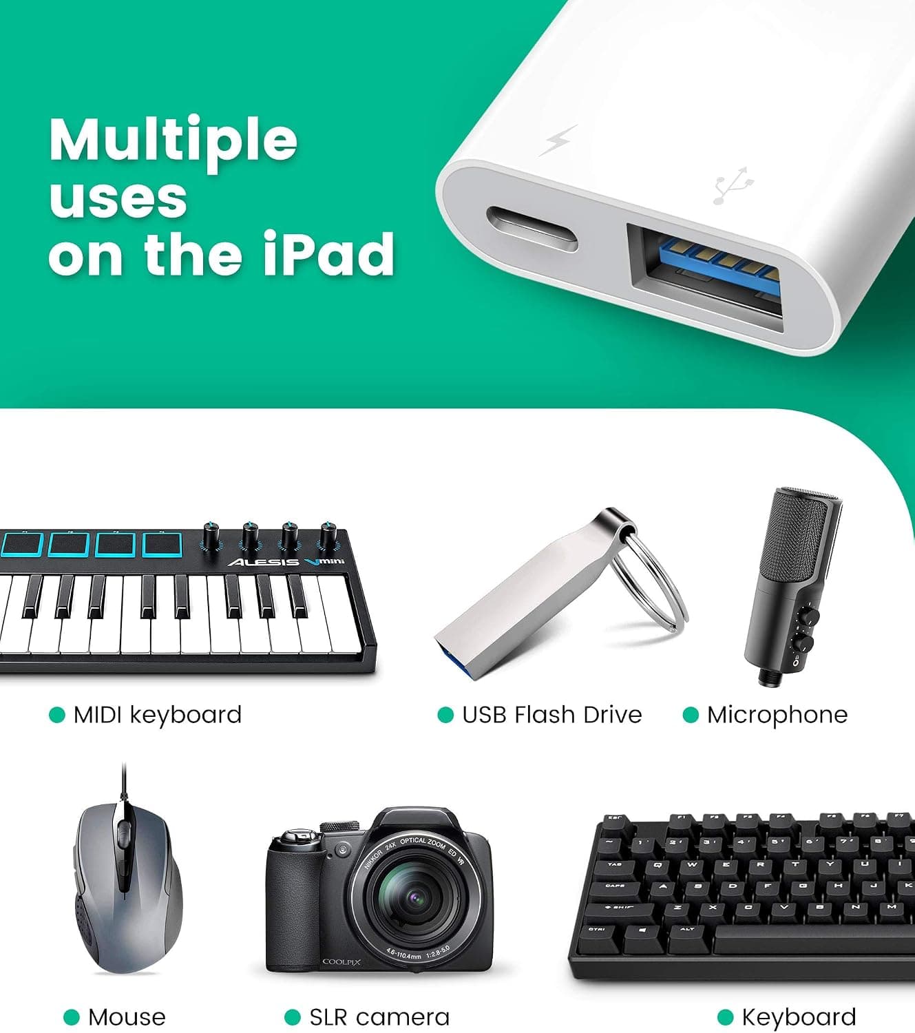 آداپتور USB برای iPhone/iPad Fubiaofei با پورت شارژ و USB مادگی OTG مدل USB 3 آداپتور USB برای iPhone/iPad Fubiaofei با پورت شارژ و USB مادگی OTG مدل USB 3