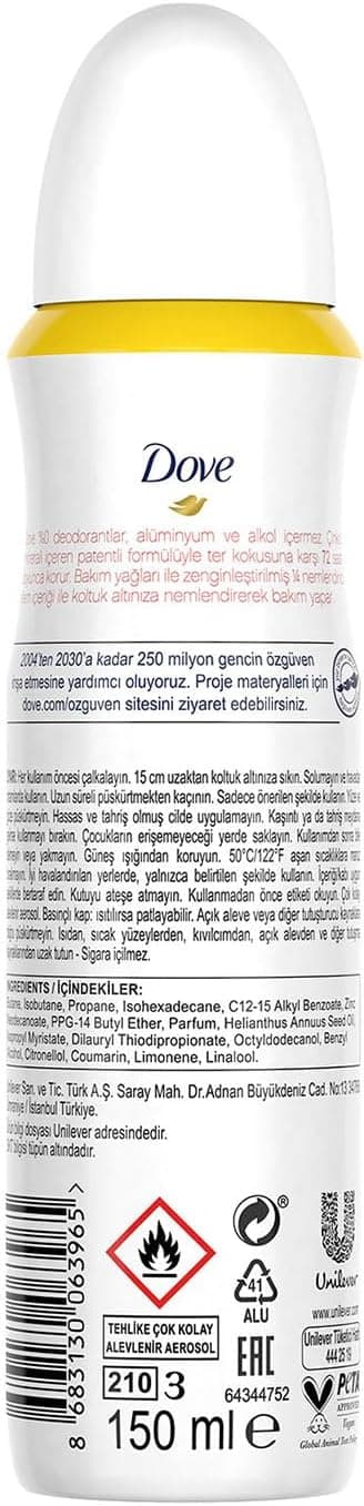 دئودورانت زنانه Dove بدون آلومینیوم رایحه گل لیمو و وانیل 150ml دئودورانت زنانه Dove بدون آلومینیوم رایحه گل لیمو و وانیل 150ml