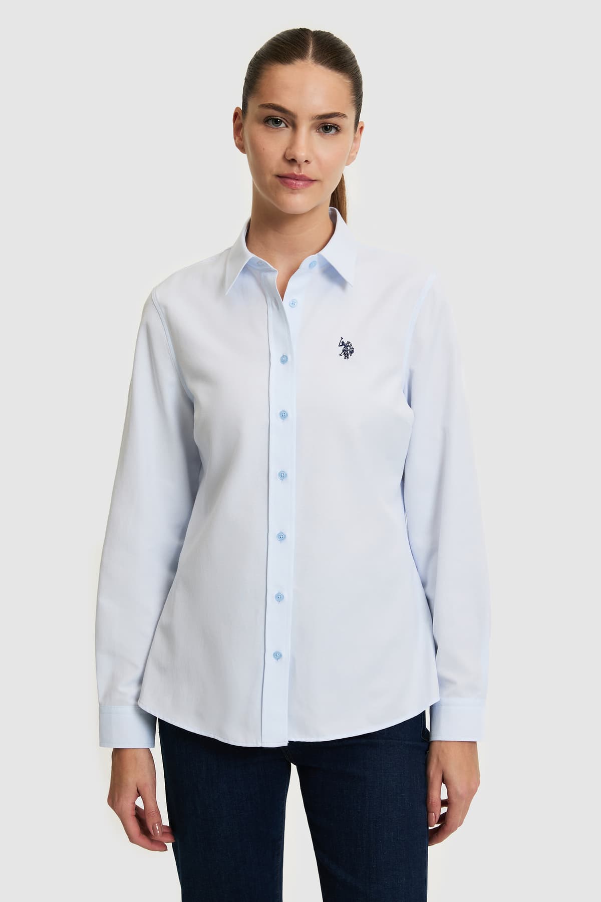 پیراهن زنانه U.S. Polo Assn. ساده آبی روشن آستینبلند مدل 50324791-VR003 پیراهن زنانه U.S. Polo Assn. ساده آبی روشن آستینبلند مدل 50324791-VR003