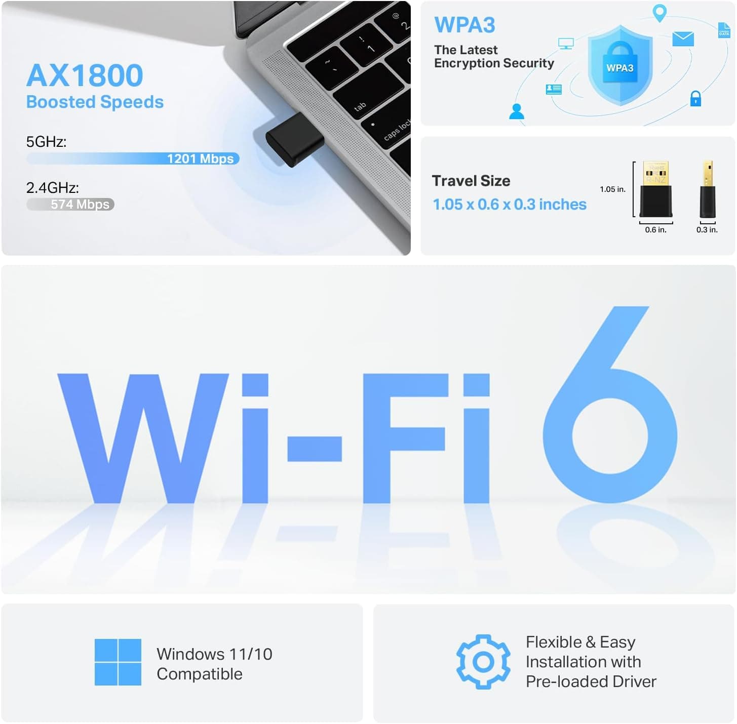آداپتور USB وایفای 6 رایانه رومیزی TP-Link دو بانده AX1800 مدل Archer TX20U Nano آداپتور USB وایفای 6 رایانه رومیزی TP-Link دو بانده AX1800 مدل Archer TX20U Nano