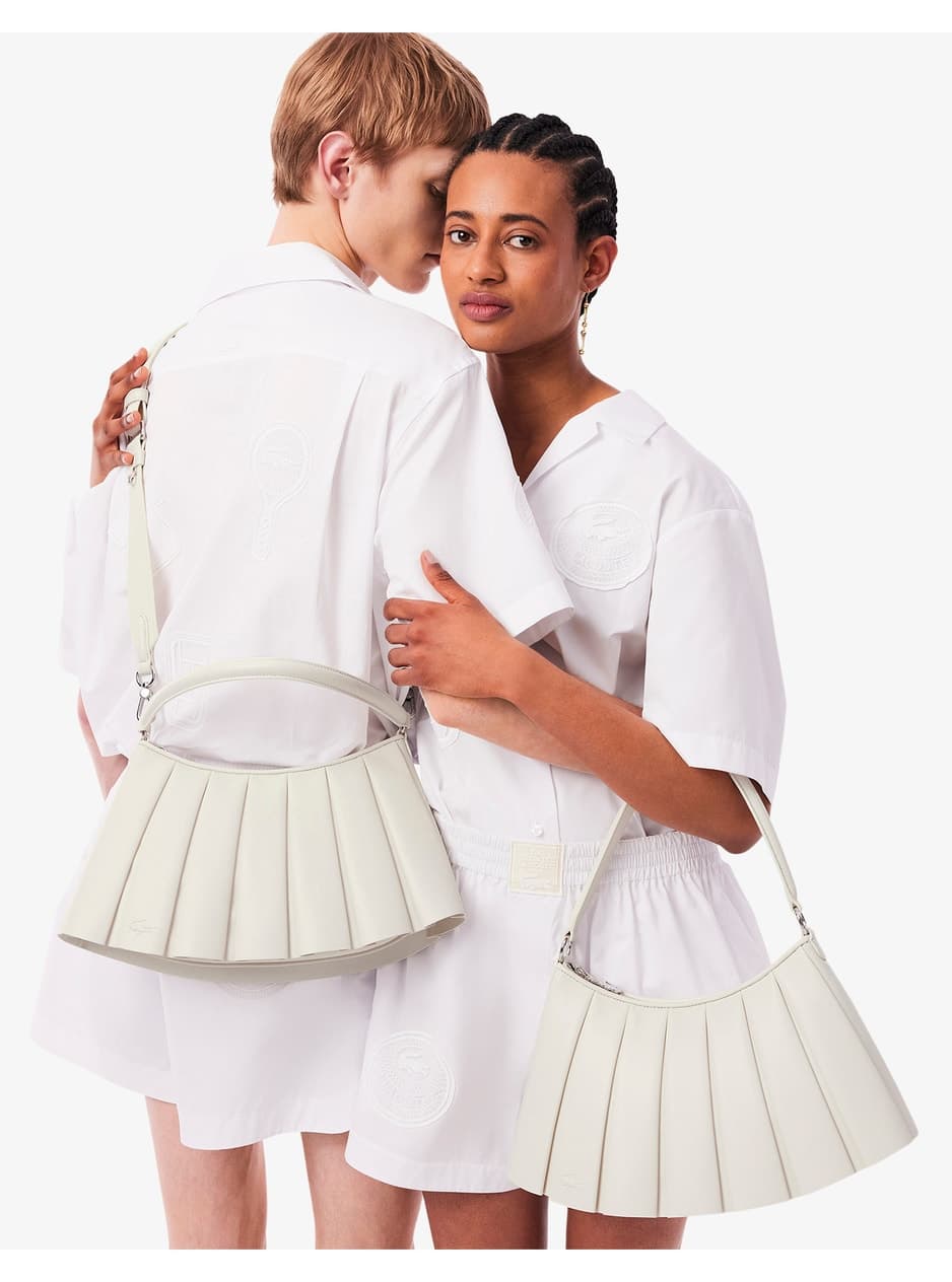 کیف دوشی زنانه Lacoste چرمی سفید متوسط Lenglen کیف دوشی زنانه Lacoste چرمی سفید متوسط Lenglen